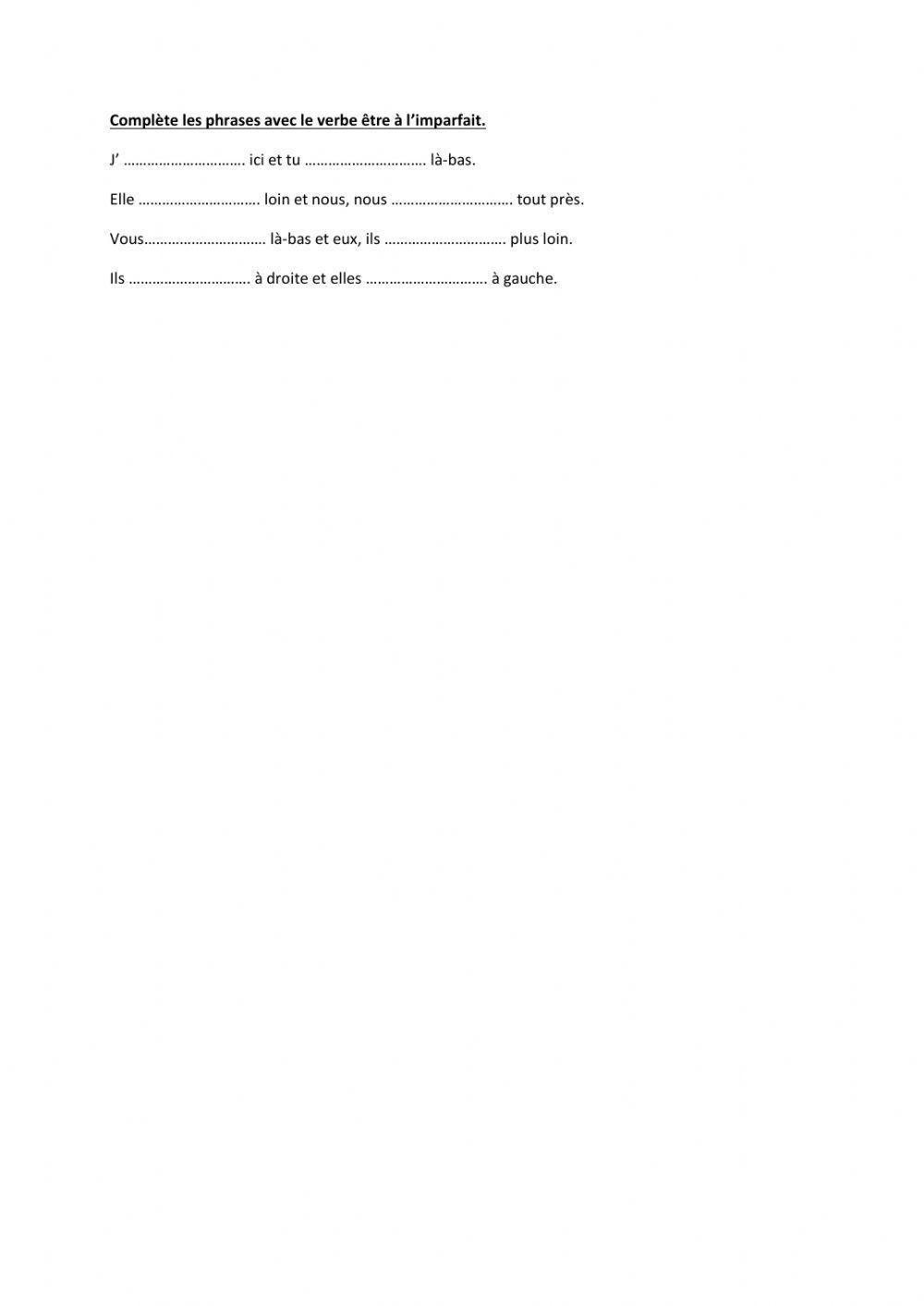 Exercice imparfait verbe être