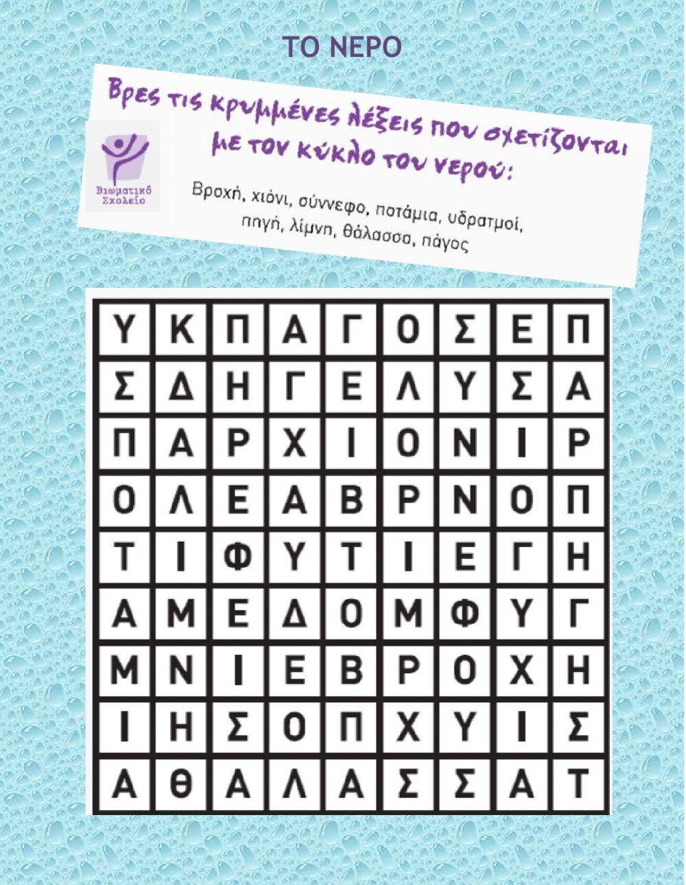 Το νερό (Βιωματικό Σχολείο)