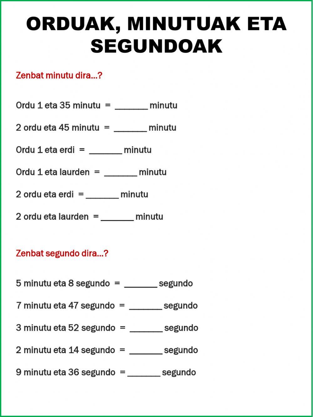 Minutuak eta segundoak