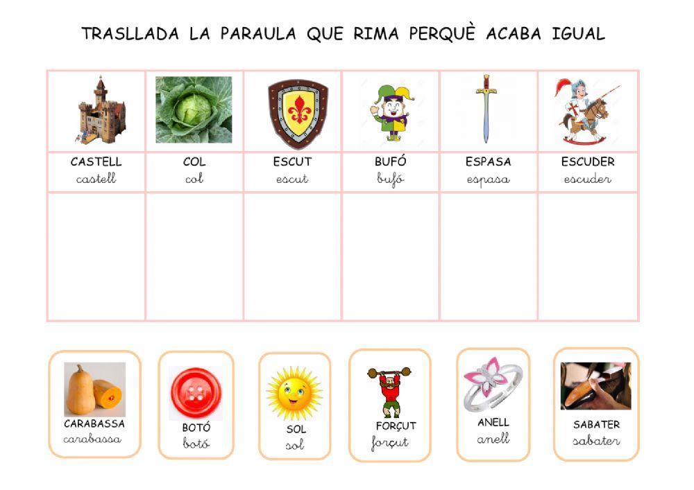 Rimes amb vocabulari castells