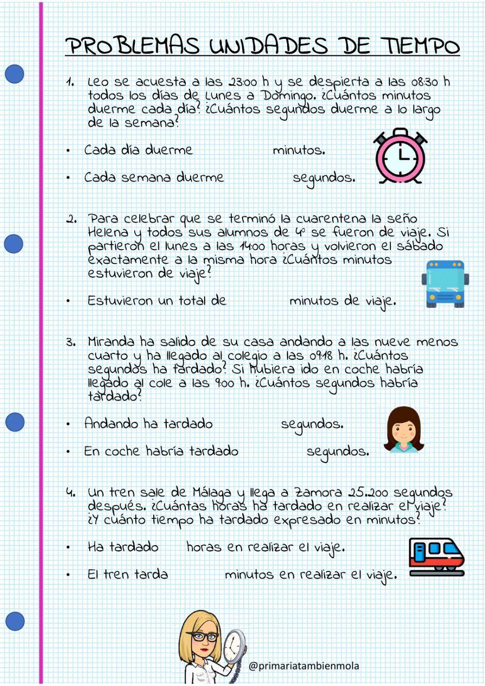 Problemas unidades de tiempo II Problemas unidades de tiempo II