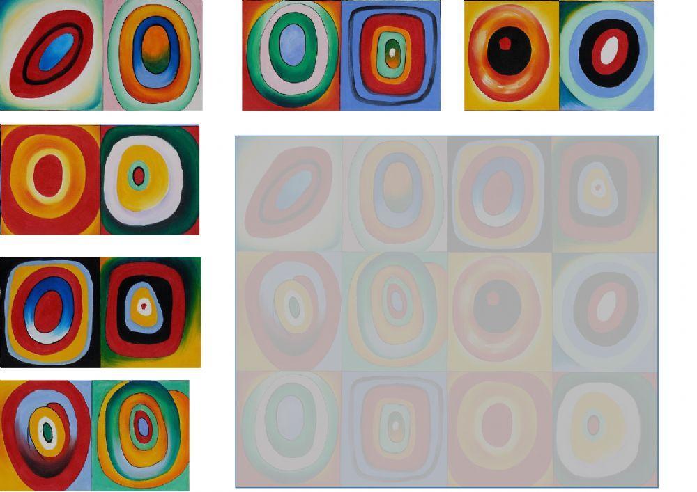 Cadrados e círculos concéntricos. Kandinsky