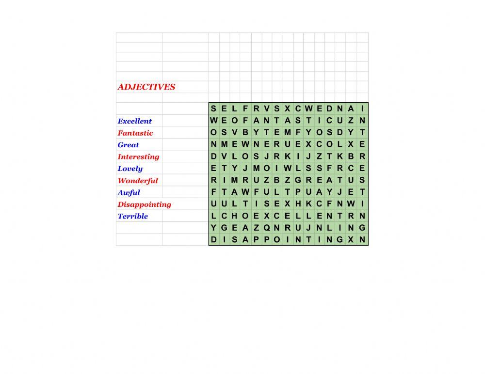 Wordsearch - GESE 4 - Adjectives