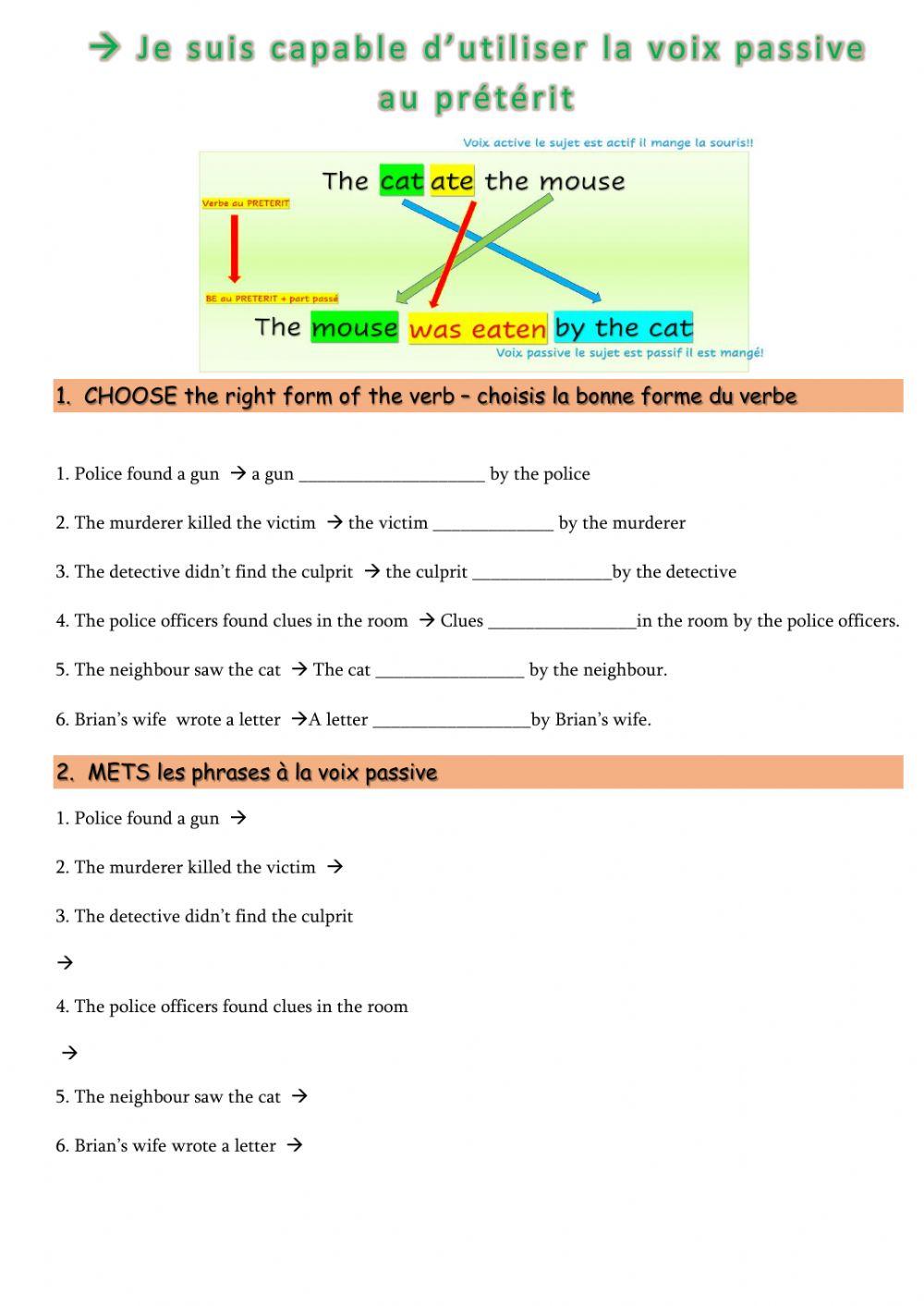 Passive voice preterit - voix passive preterit detective stories