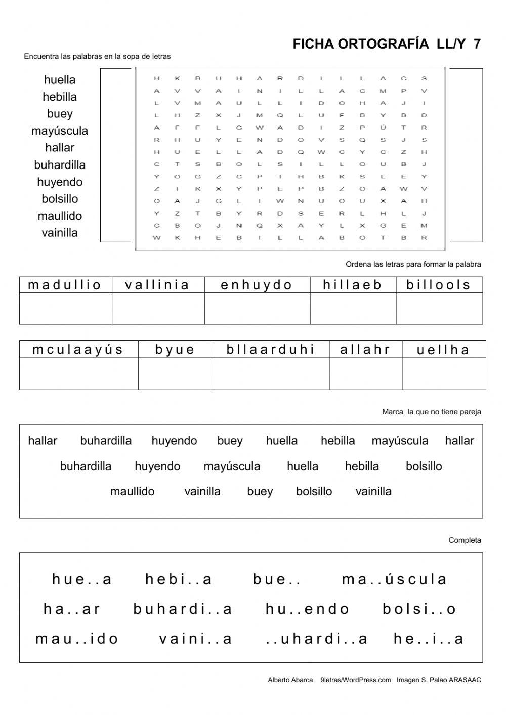 Ortografia ll-y ficha7