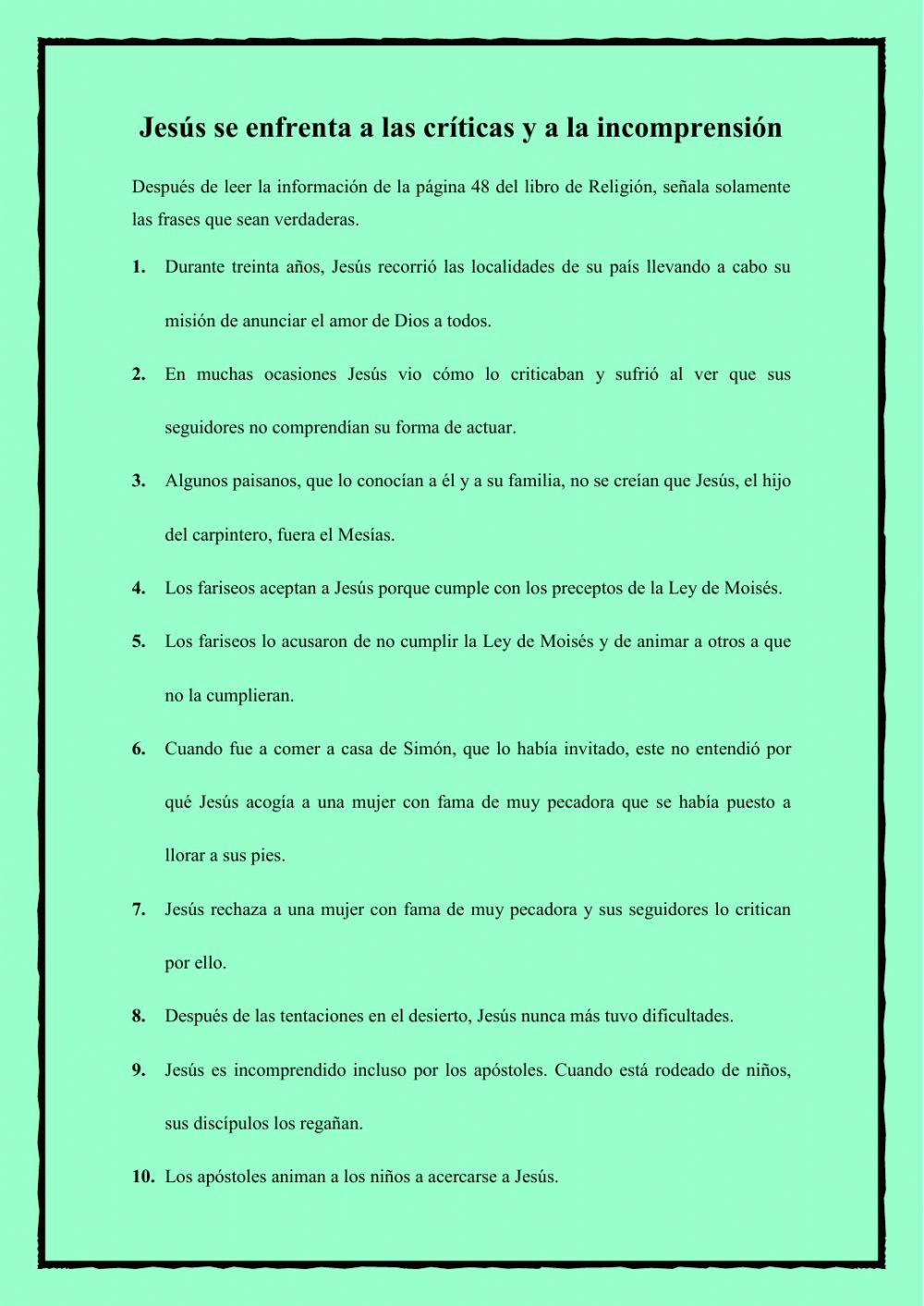 Jesús se enfrenta a las críticas y a la incomprensión 6º