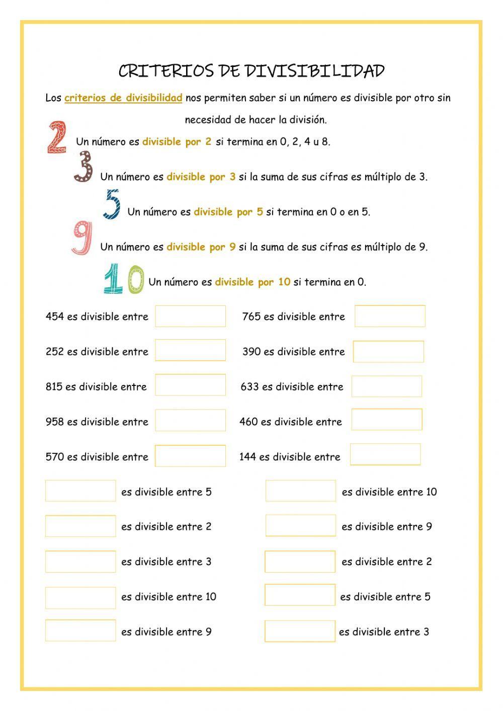 Criterios de divisibilidad