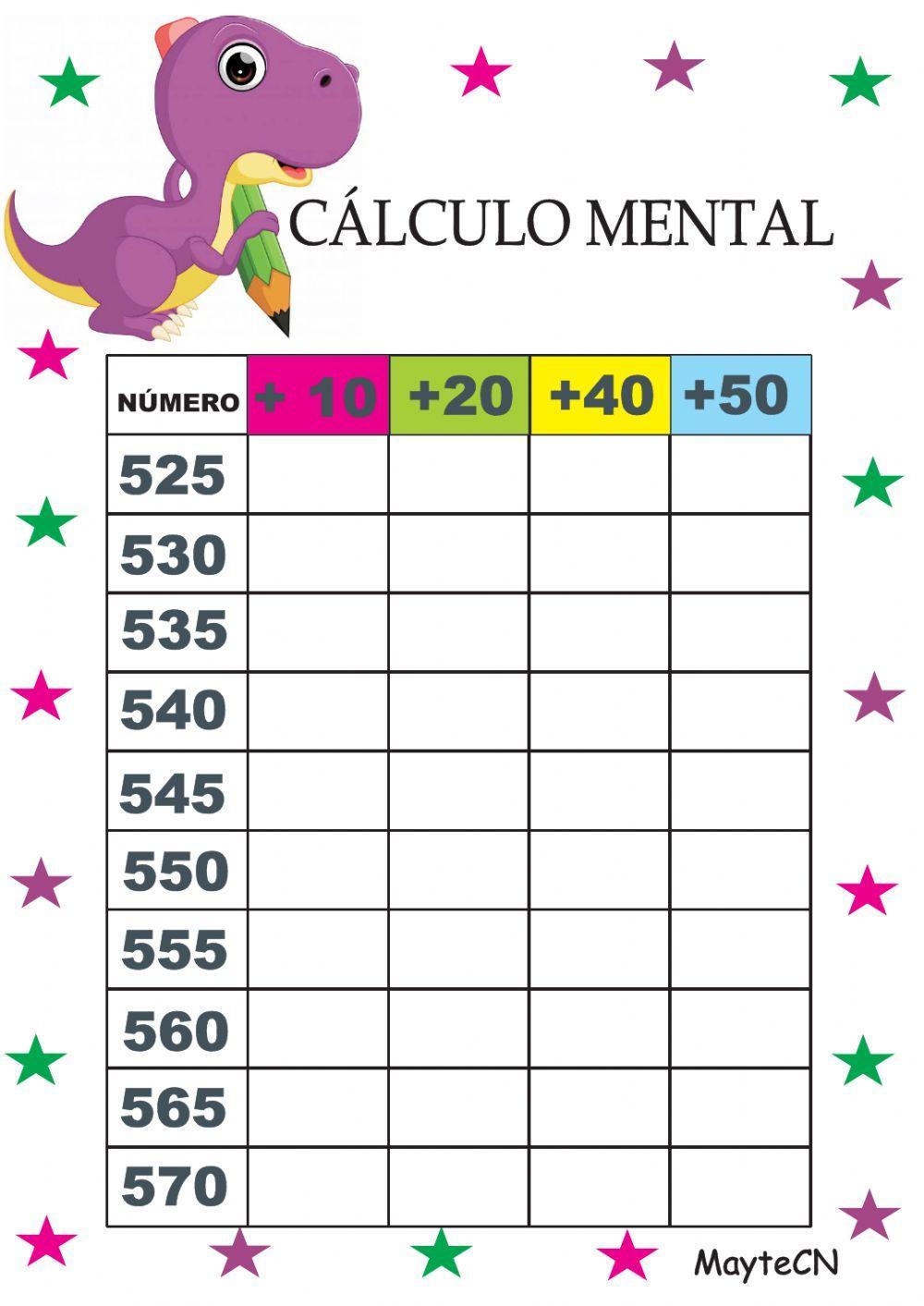 Cálculo mental de sumas