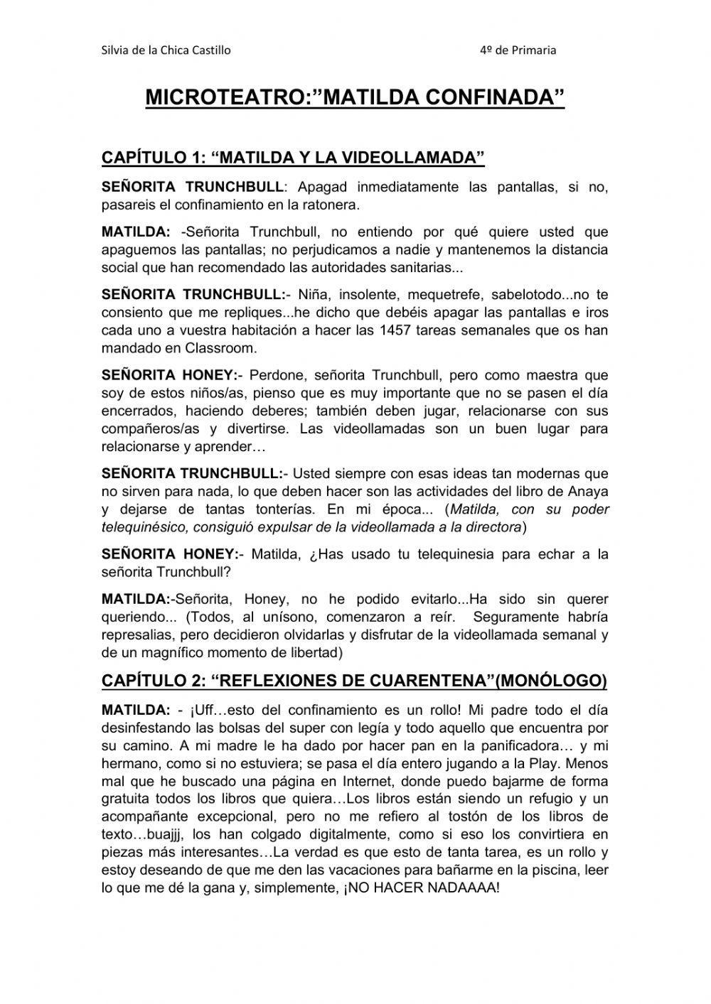 Teatro. matilda confinada