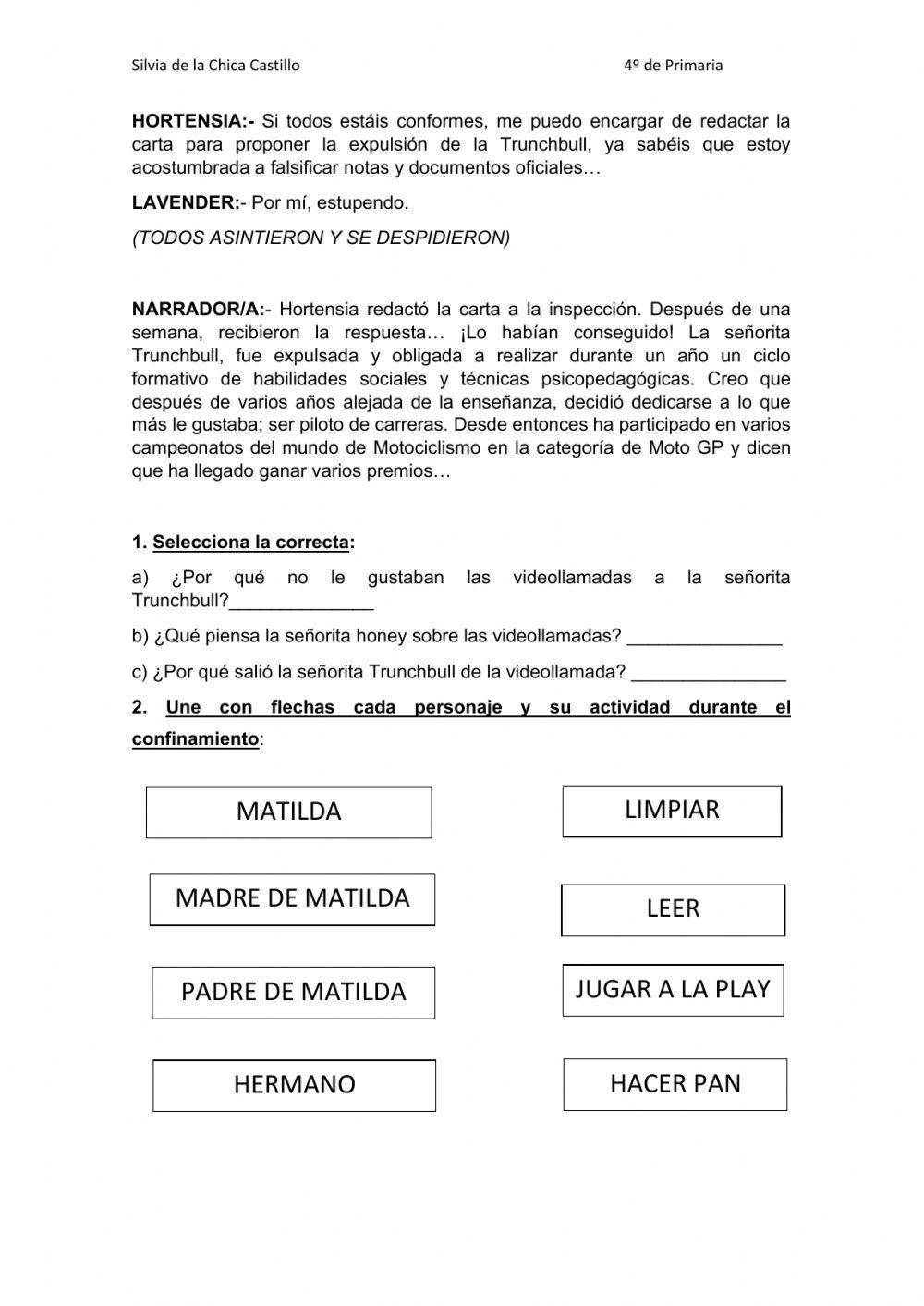 Teatro. matilda confinada