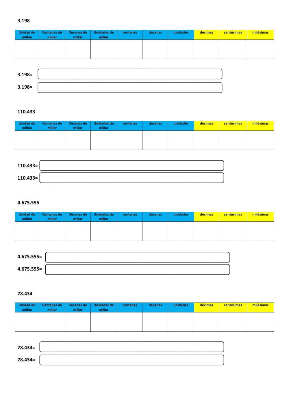 Descomposición de números