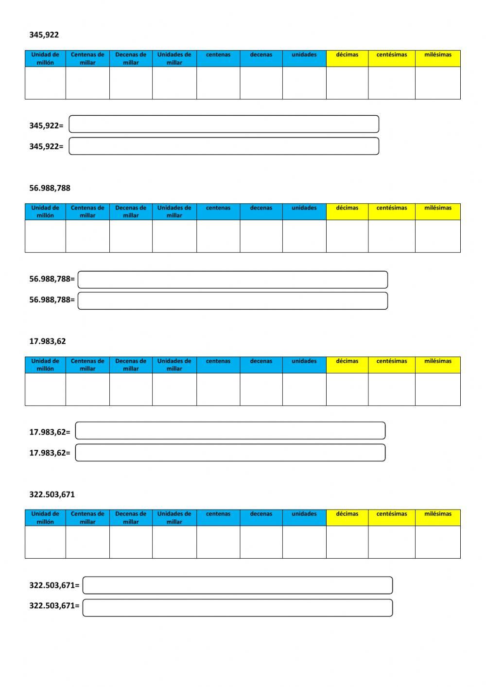 Descomposición de números