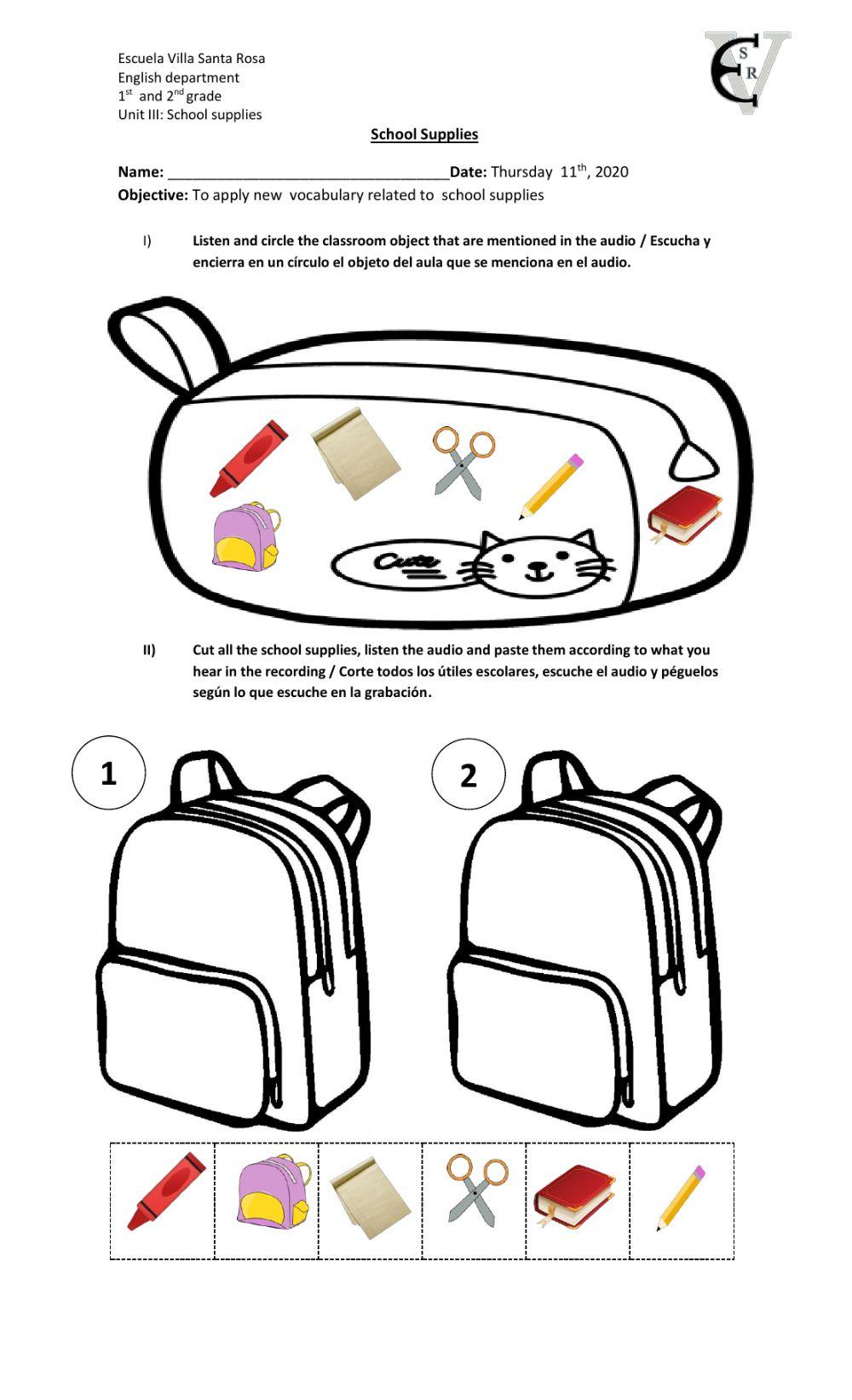 School supplies Listening