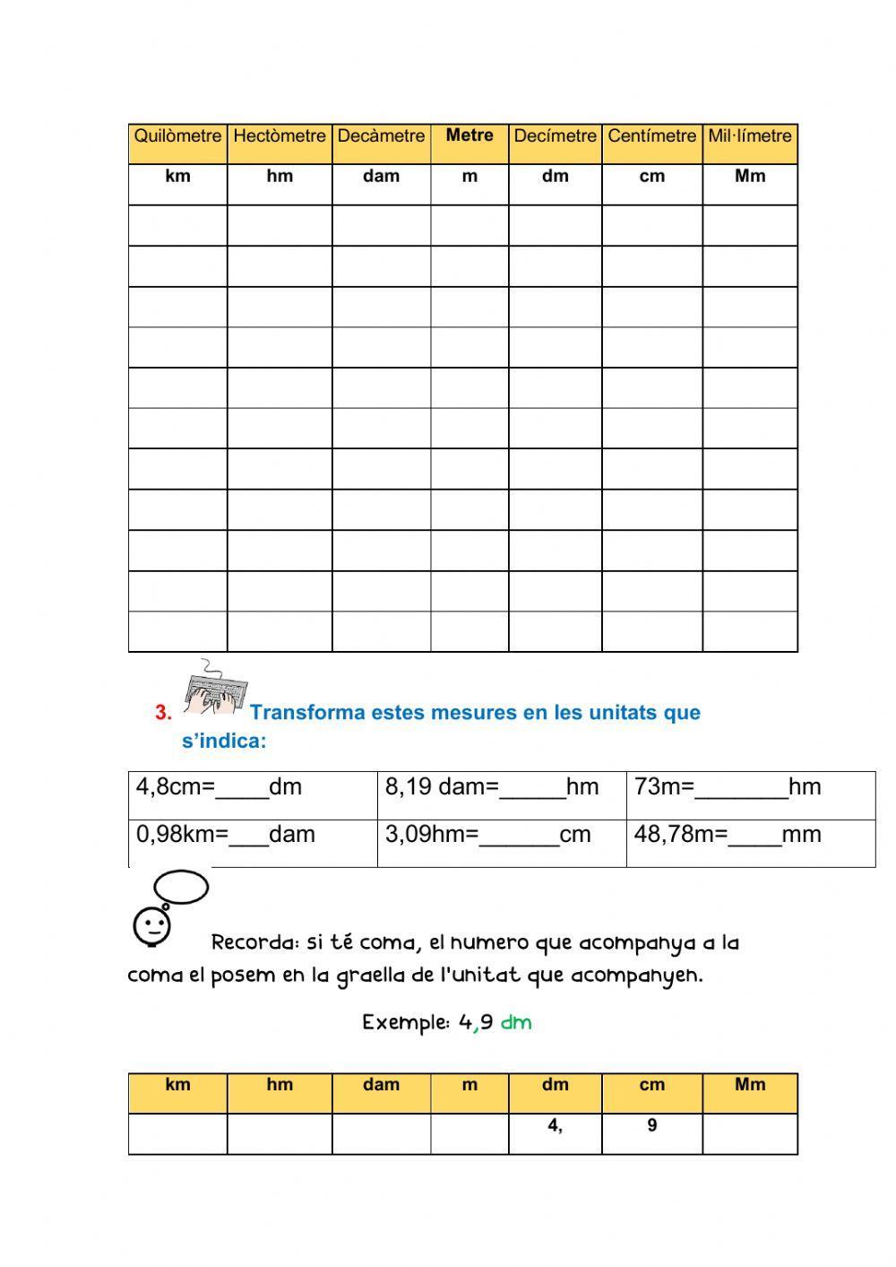 Mesures de longitud Mesures de longitud