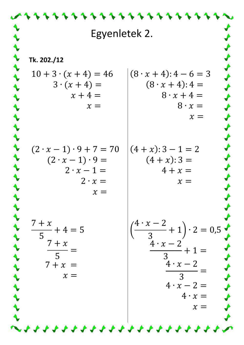 Egyenletek lebontogatással