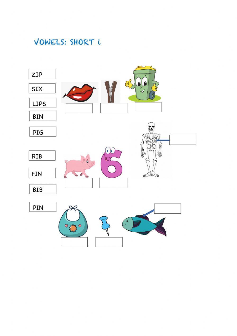 Short vowels: i, CVC words
