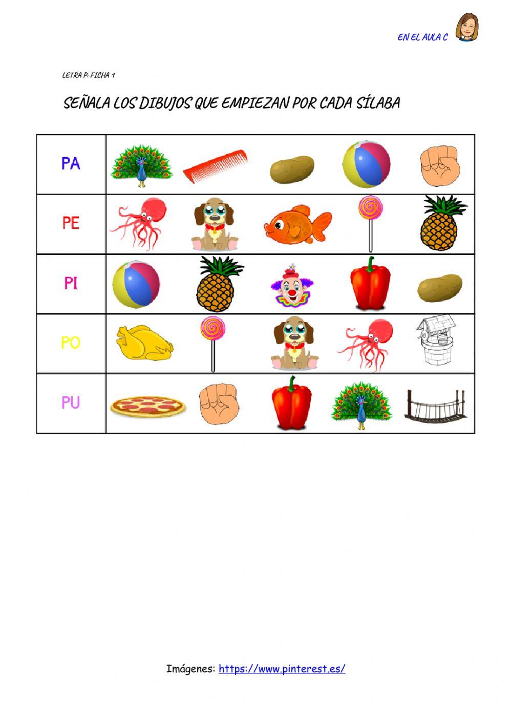 Letra p: ficha 1