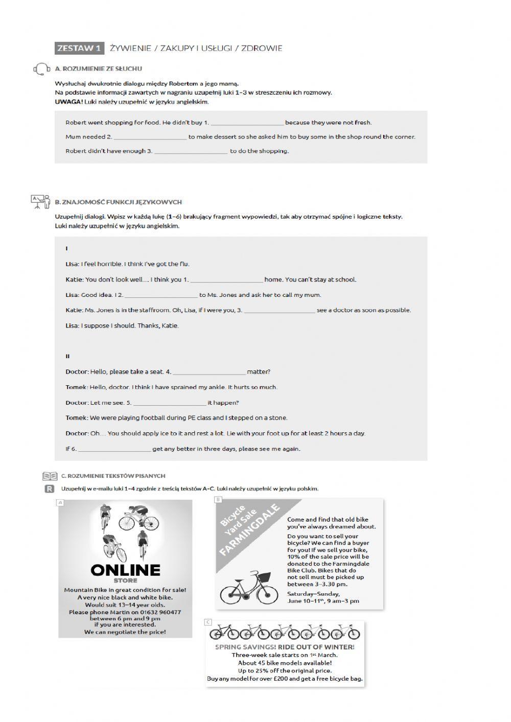 Zadania otwarte, egzamin ósmoklasisty Zadania otwarte, egzamin ósmoklasisty