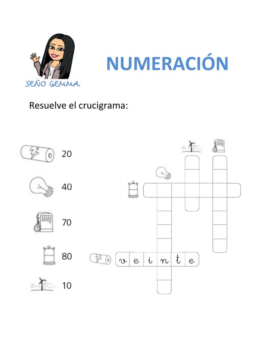 Crucigrama - numeración