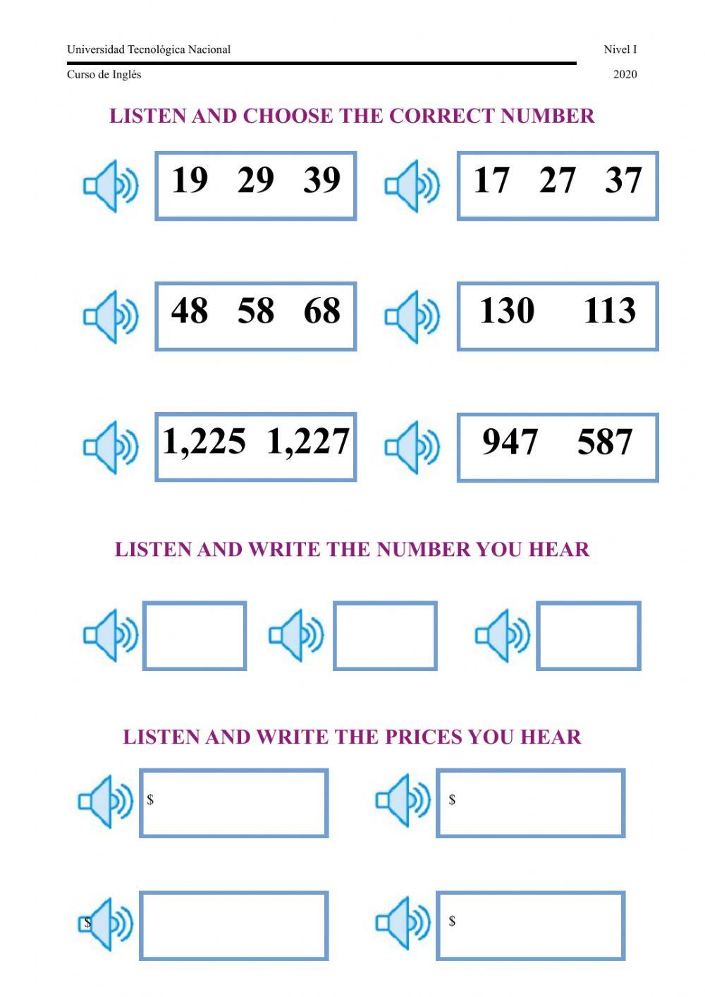 Numbers 10 - 1.000.000