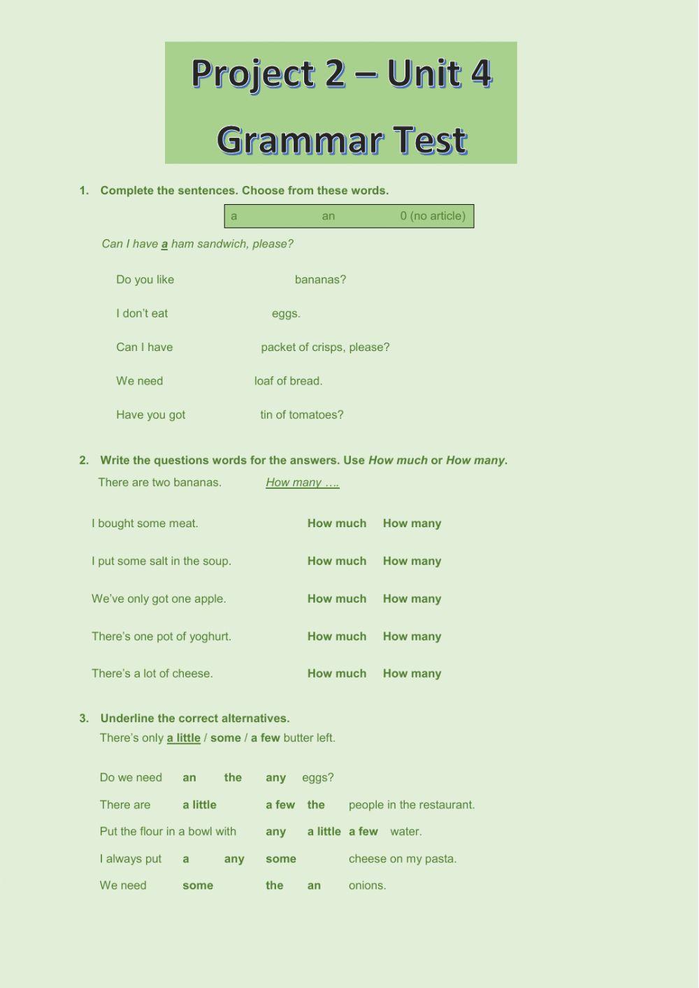 Project 2 Unit 3 Grammar Test