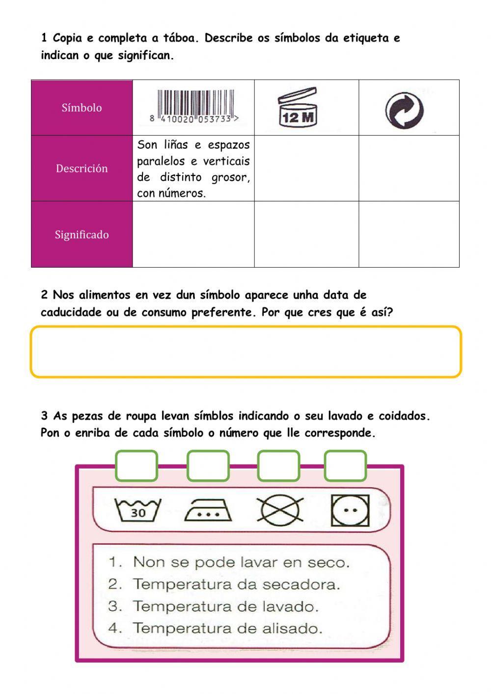 Etiquetas dos produtos