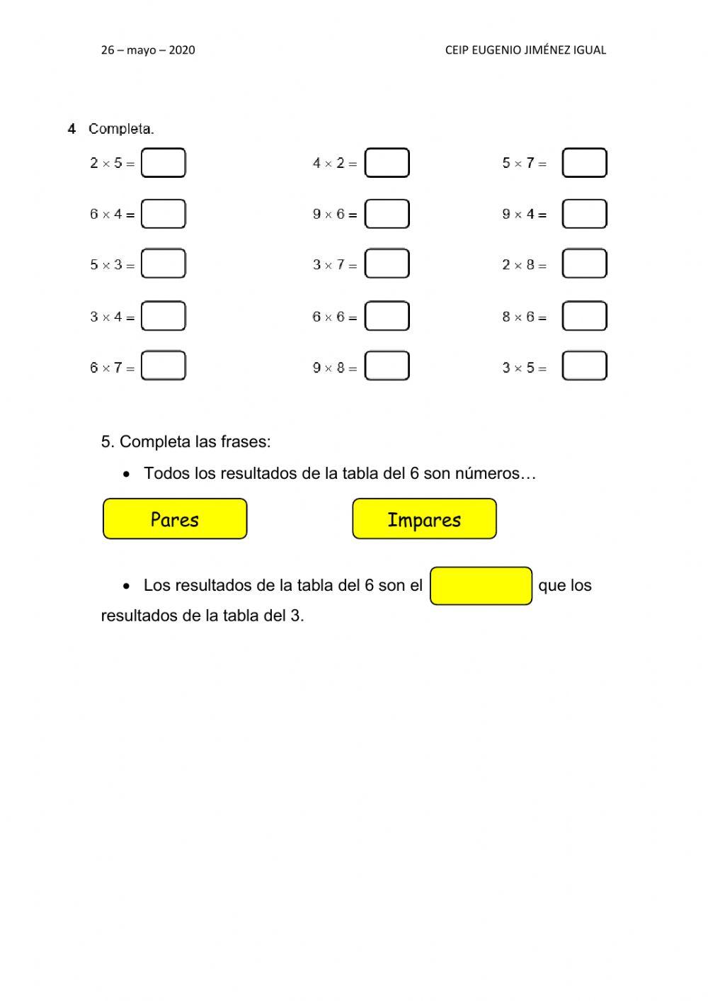 Test matemáticas tema 10