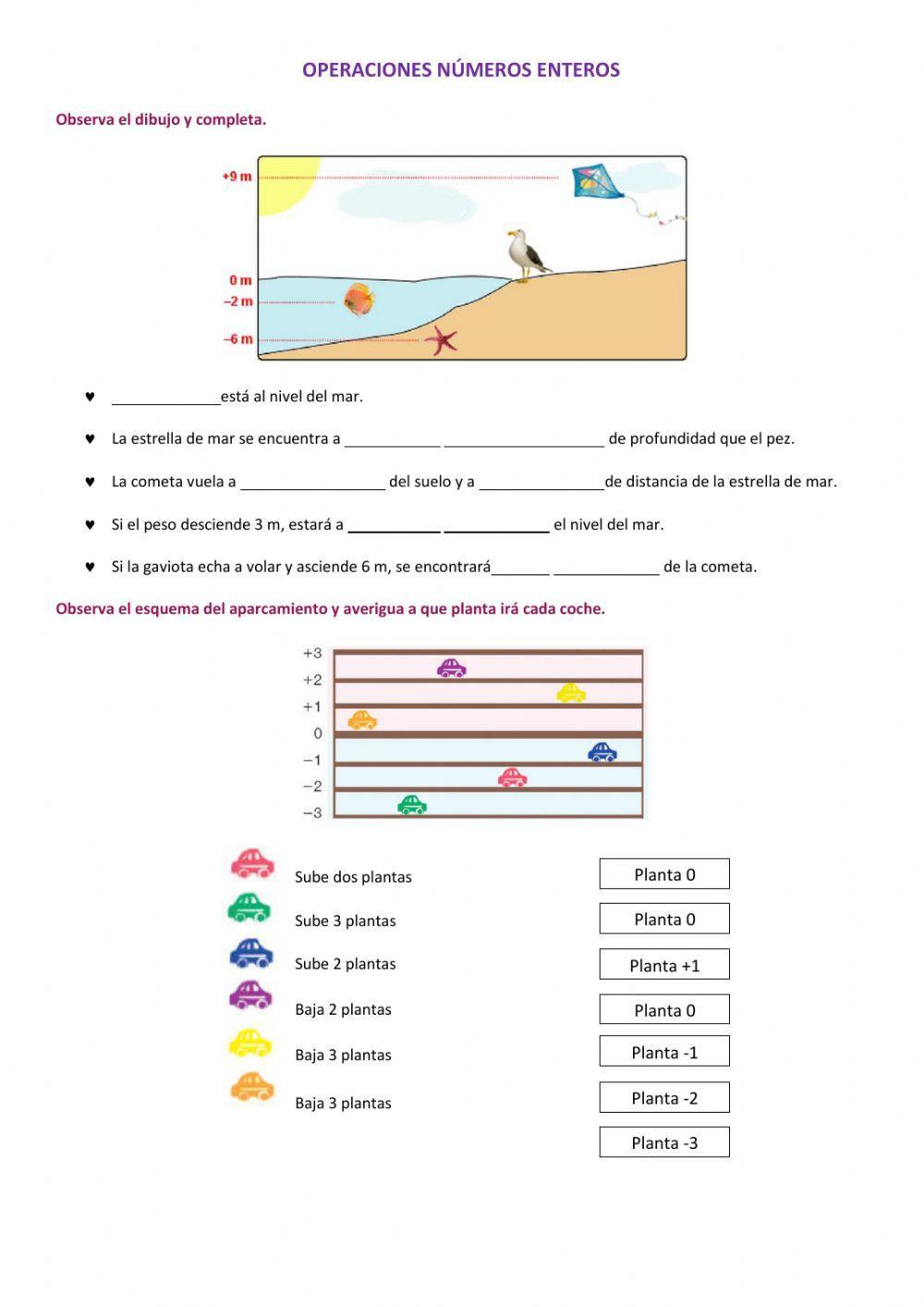 Operaciones Números Enteros