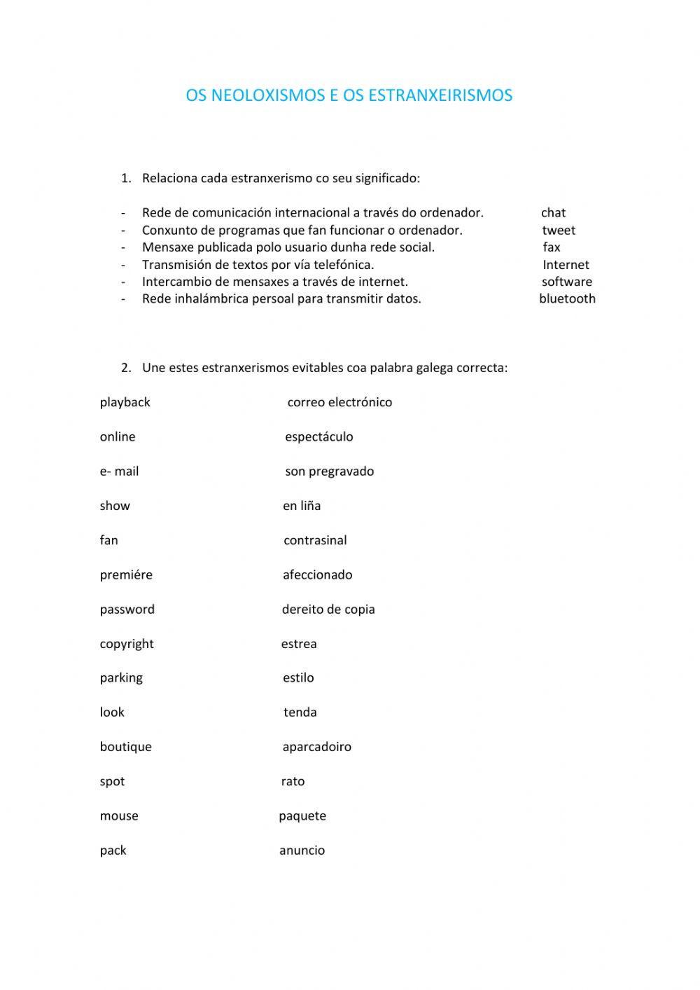 Os neoloxismos e os estranxeirismos