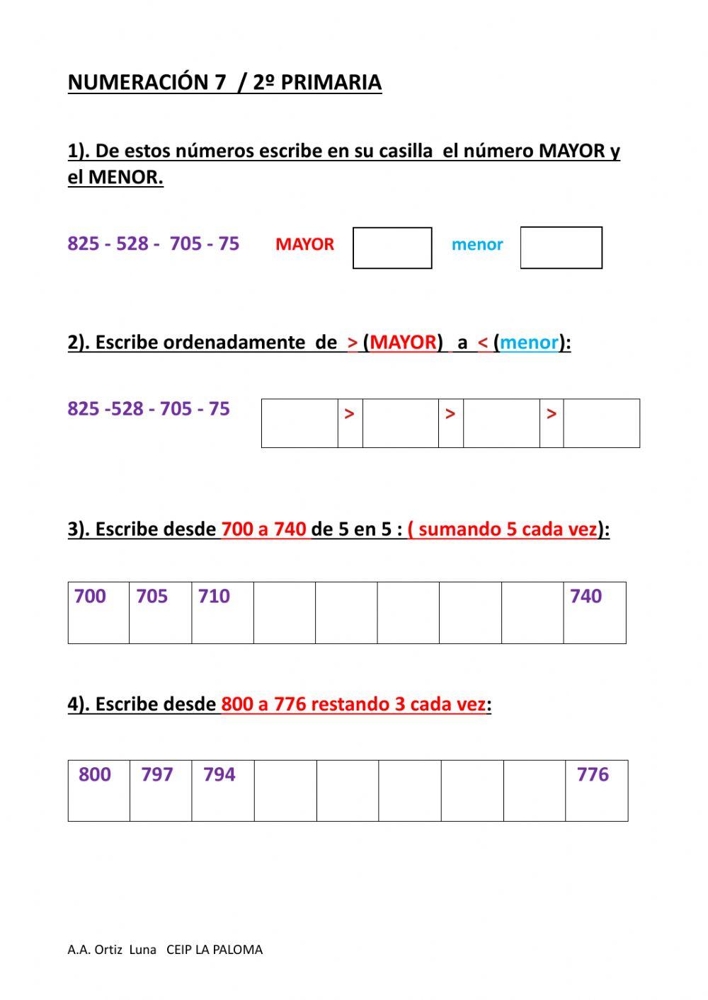 Numeración 7 2º primaria