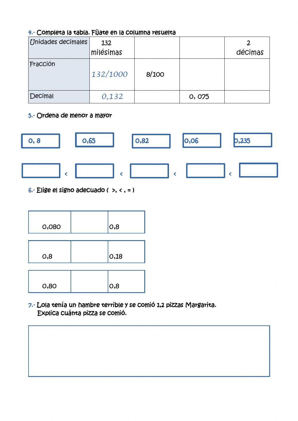 Repasamos los números decimales