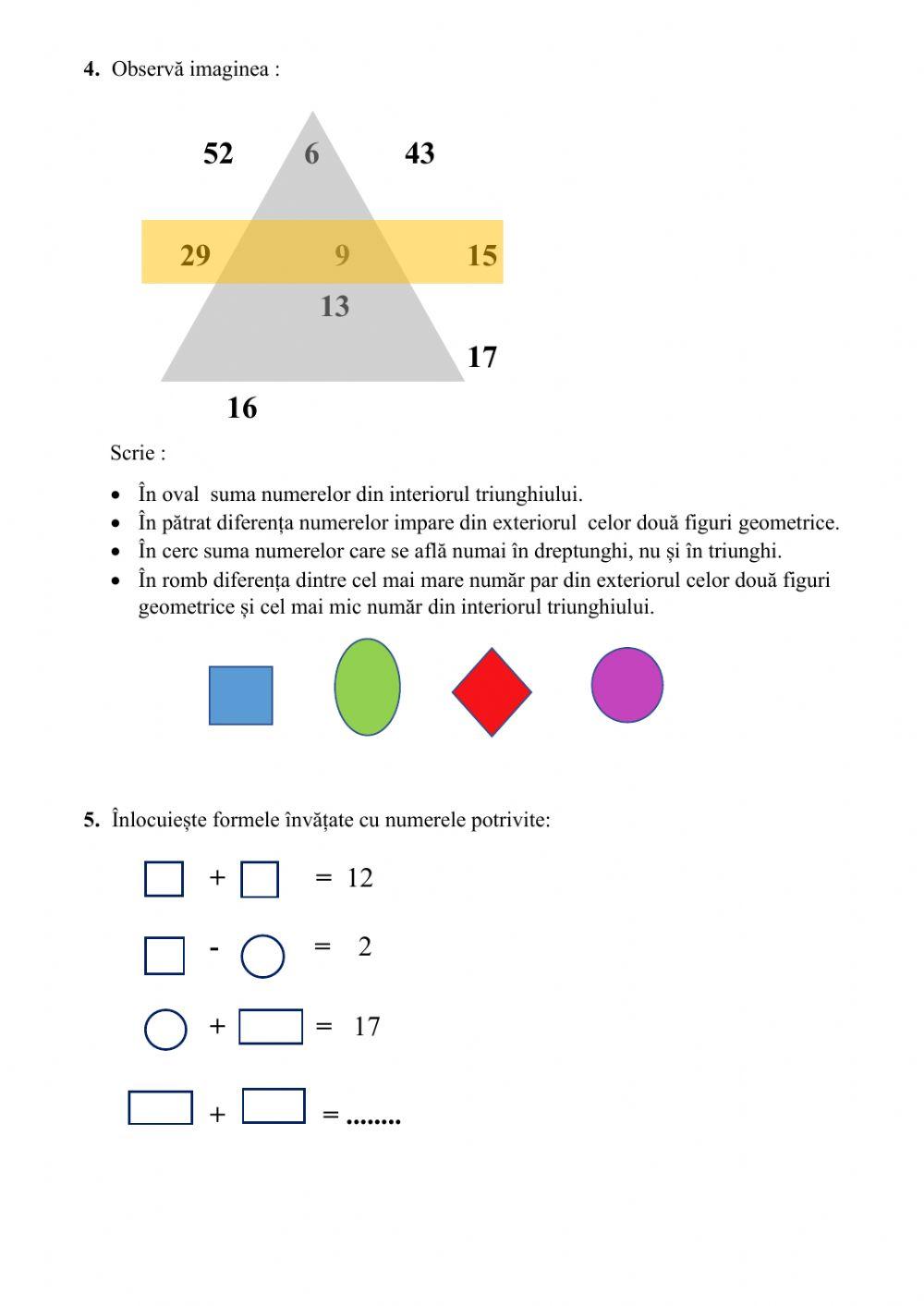 Noțiuni de geometrie- orientare spațială și localizări în spațiu, forme plane