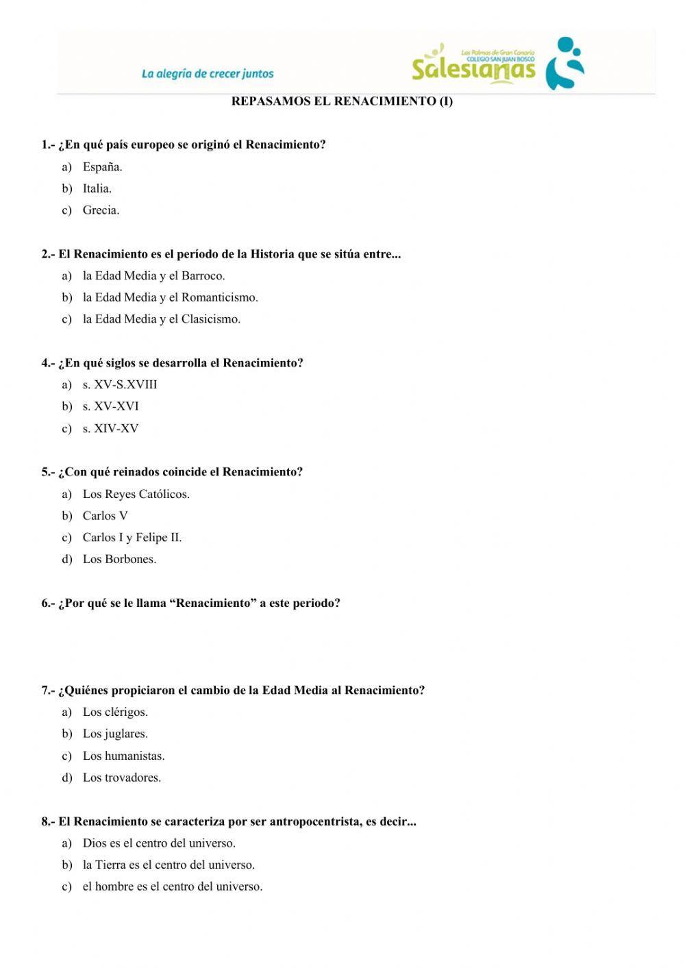Repasamos el Renacimiento (I)