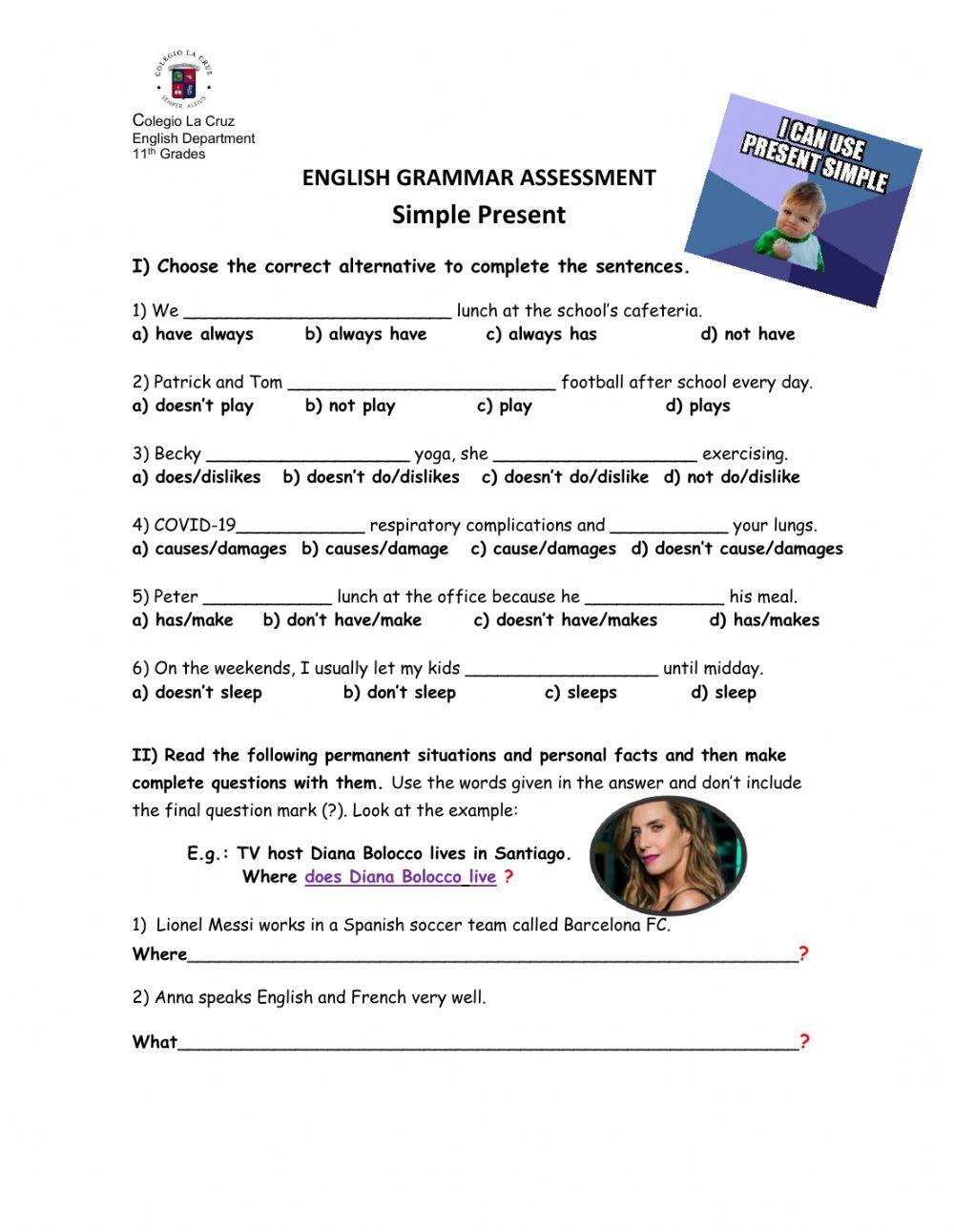 English Grammar Quiz-Simple Present