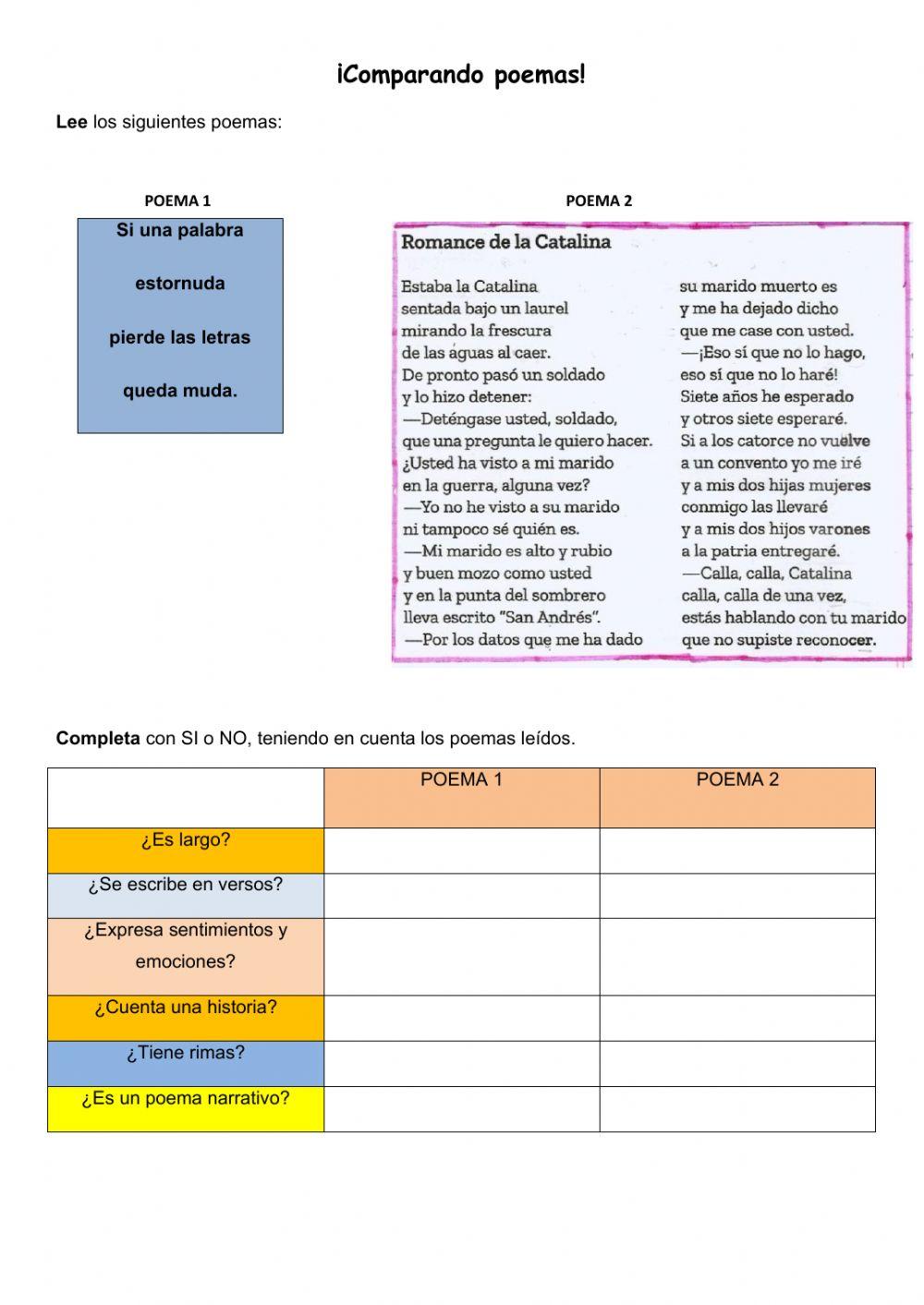 Comparando poemas
