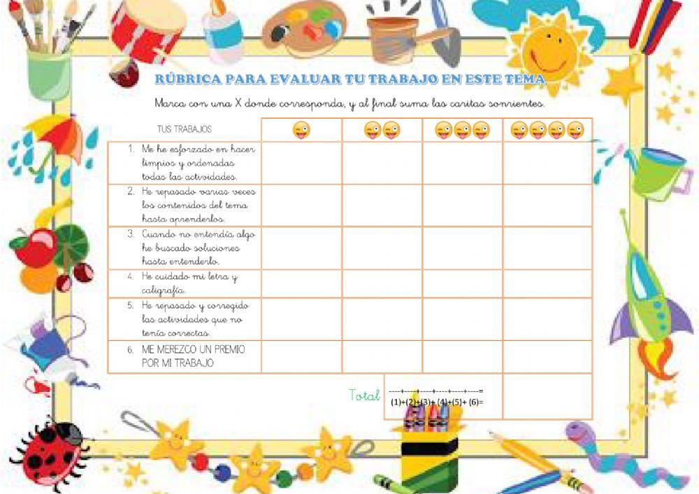 Rubrica de autoevaluación del trabajo fin de tema