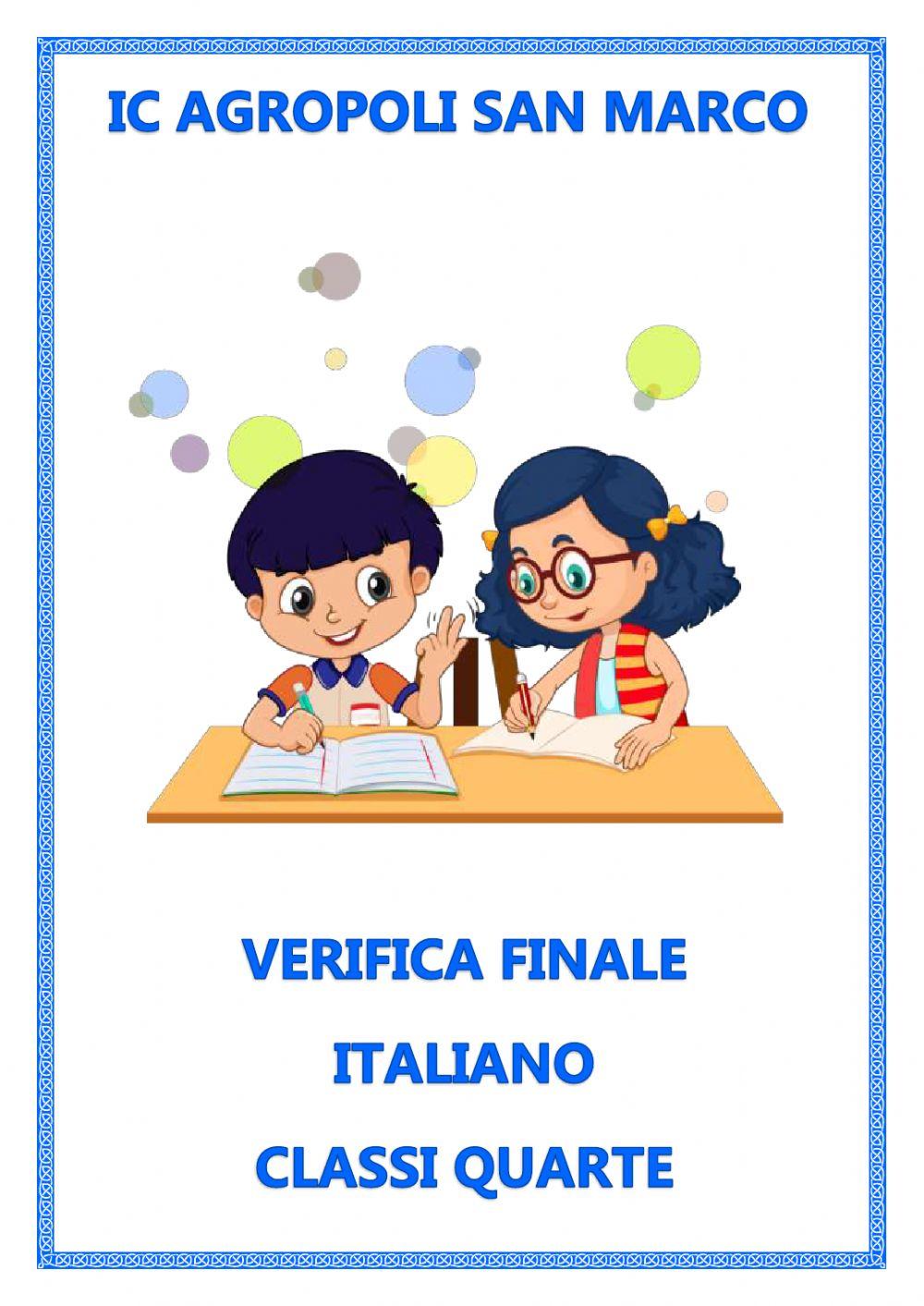 Verifica italiano classe quarta