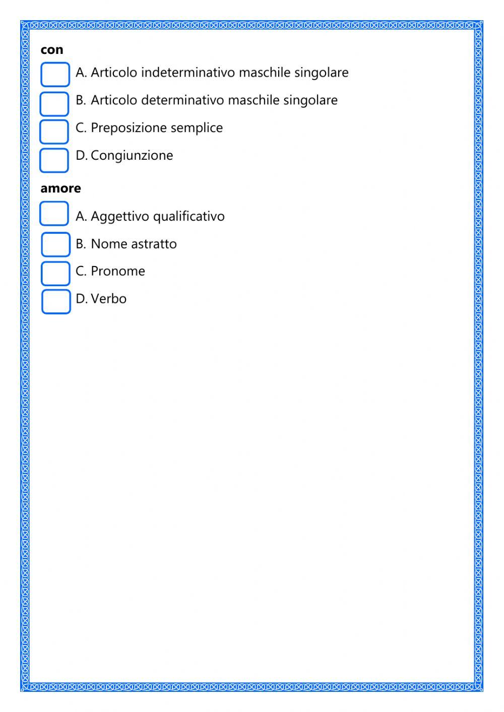 Verifica italiano classe quarta