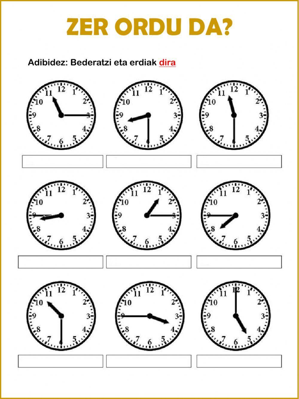Erlojua irakurtzen