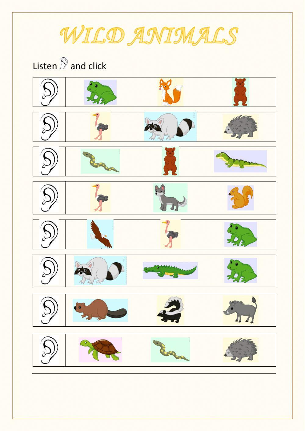 Wild animals online exercise for 2º primaria | Live Worksheets