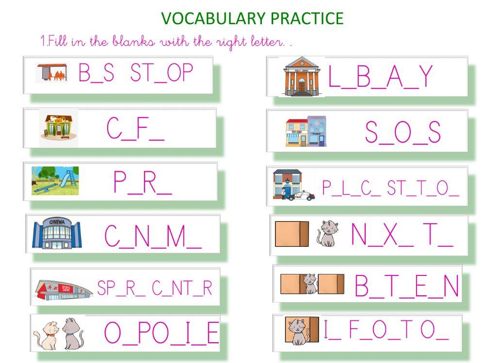 Vocabulary worksheet: city places