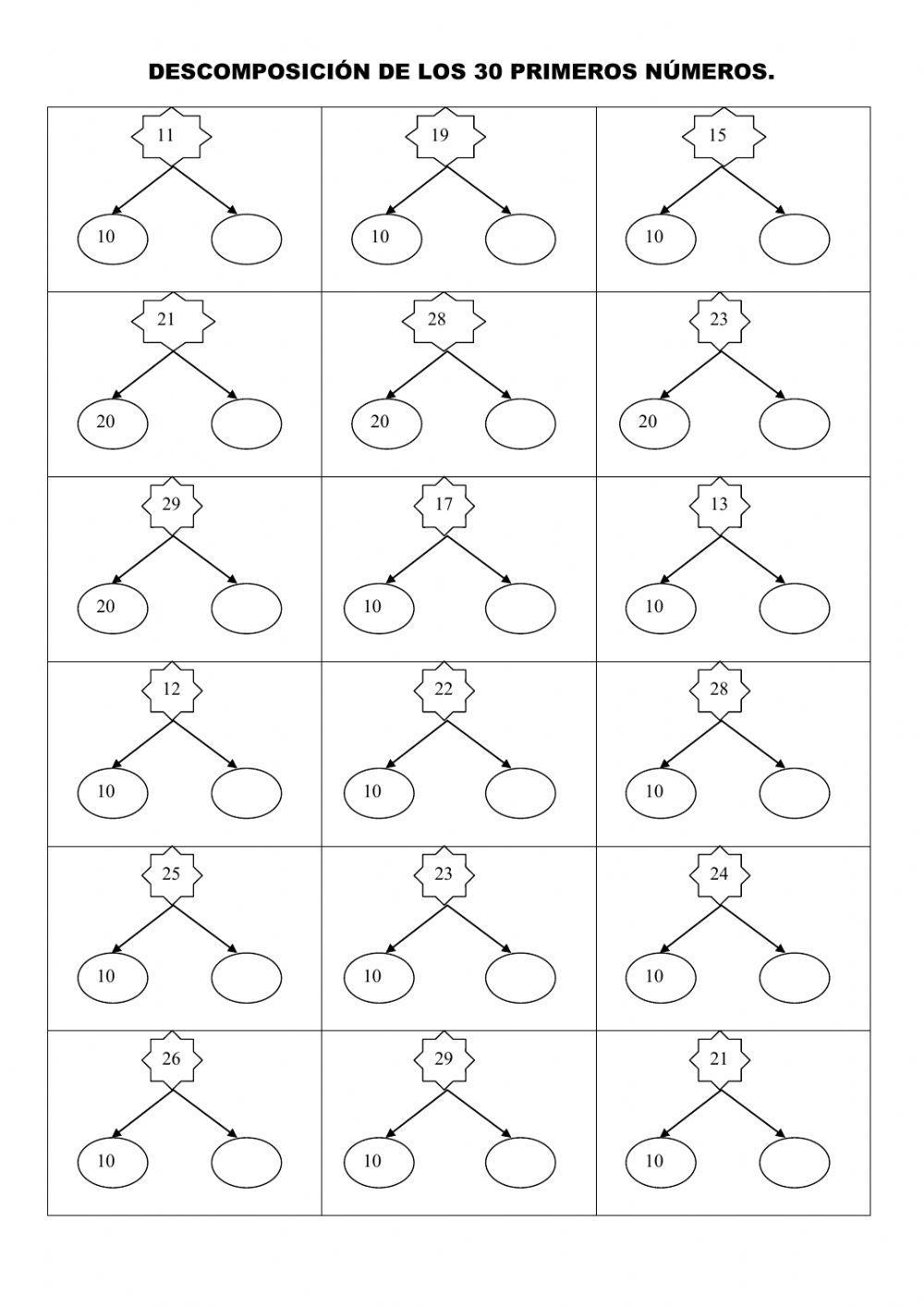 Descomponer hasta 30. OAOA