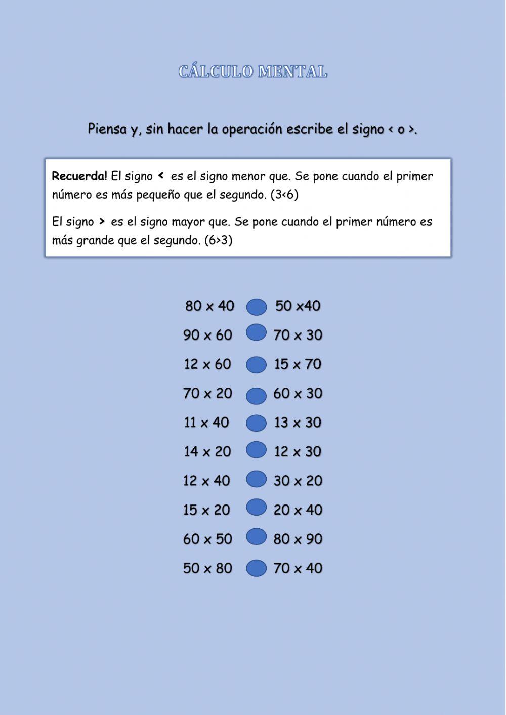 Comparar multiplicaciones