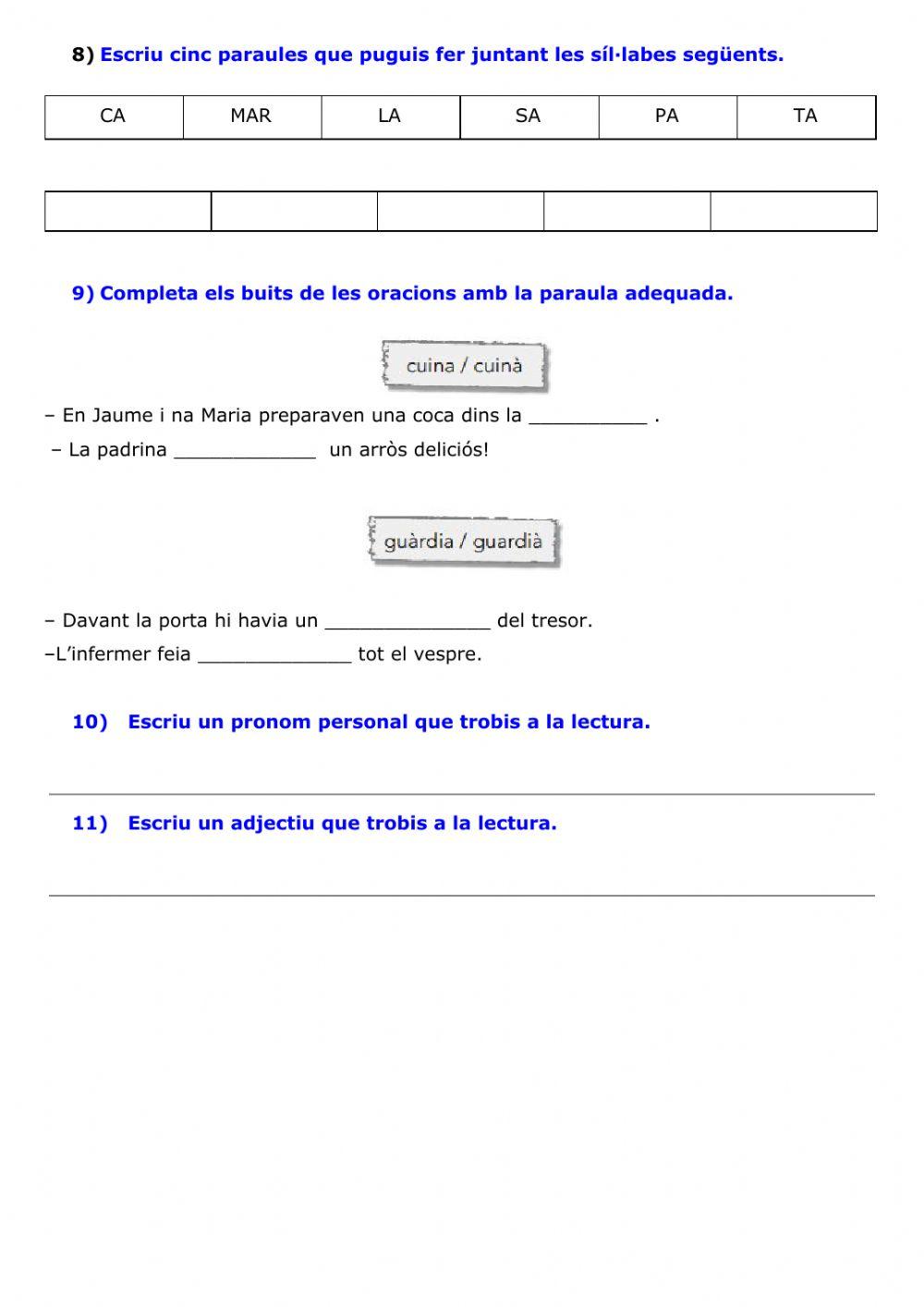 Comprensió escrita LA CARTA