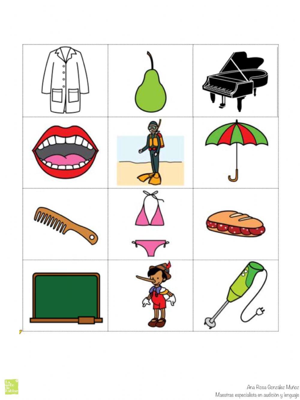 Selecciona solo las palabras que contienen la letra P