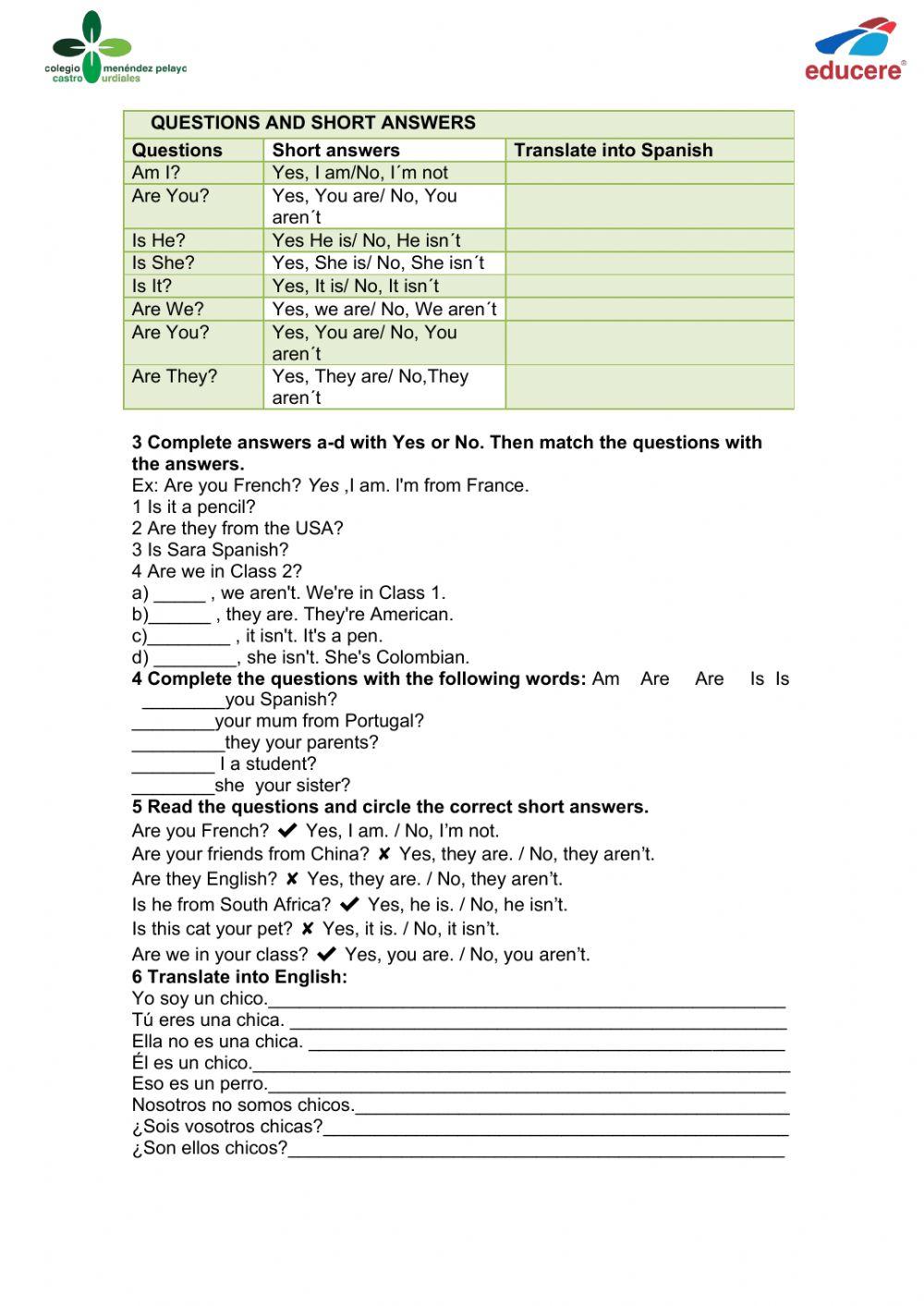 Grammar: To be present simple