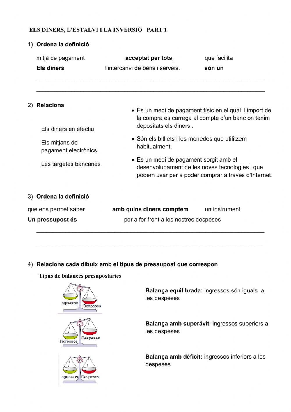 Els diners, l'estalvi i la inversió
