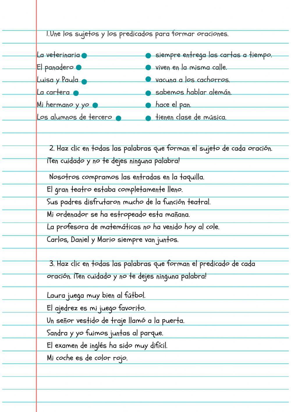 Sujeto y predicado Sujeto y predicado