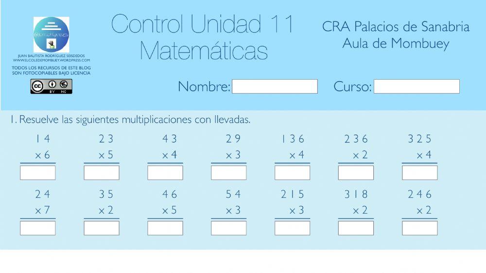 Control de Matemáticas U.11 2º