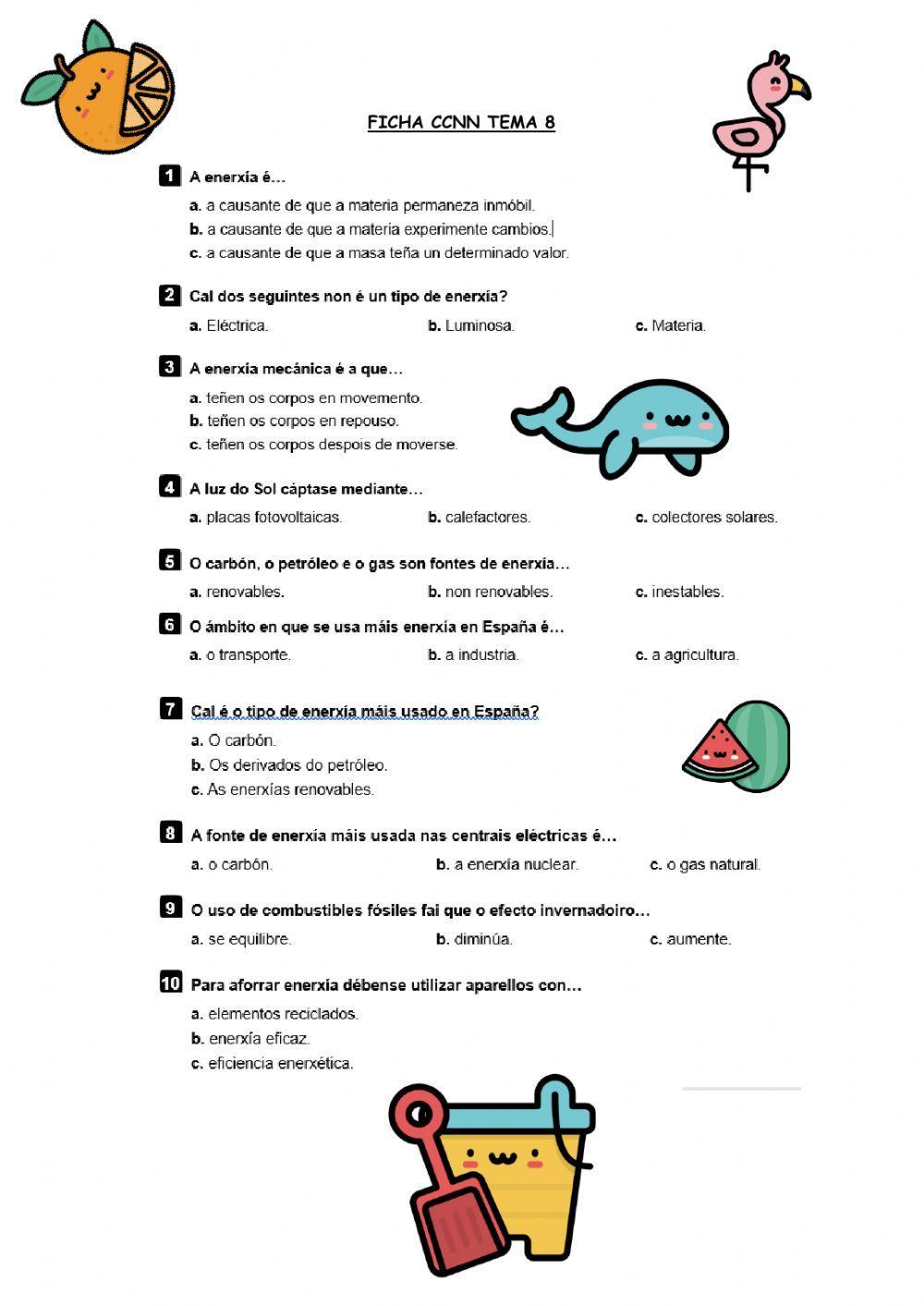 Test sobre a enerxía e os seus usos